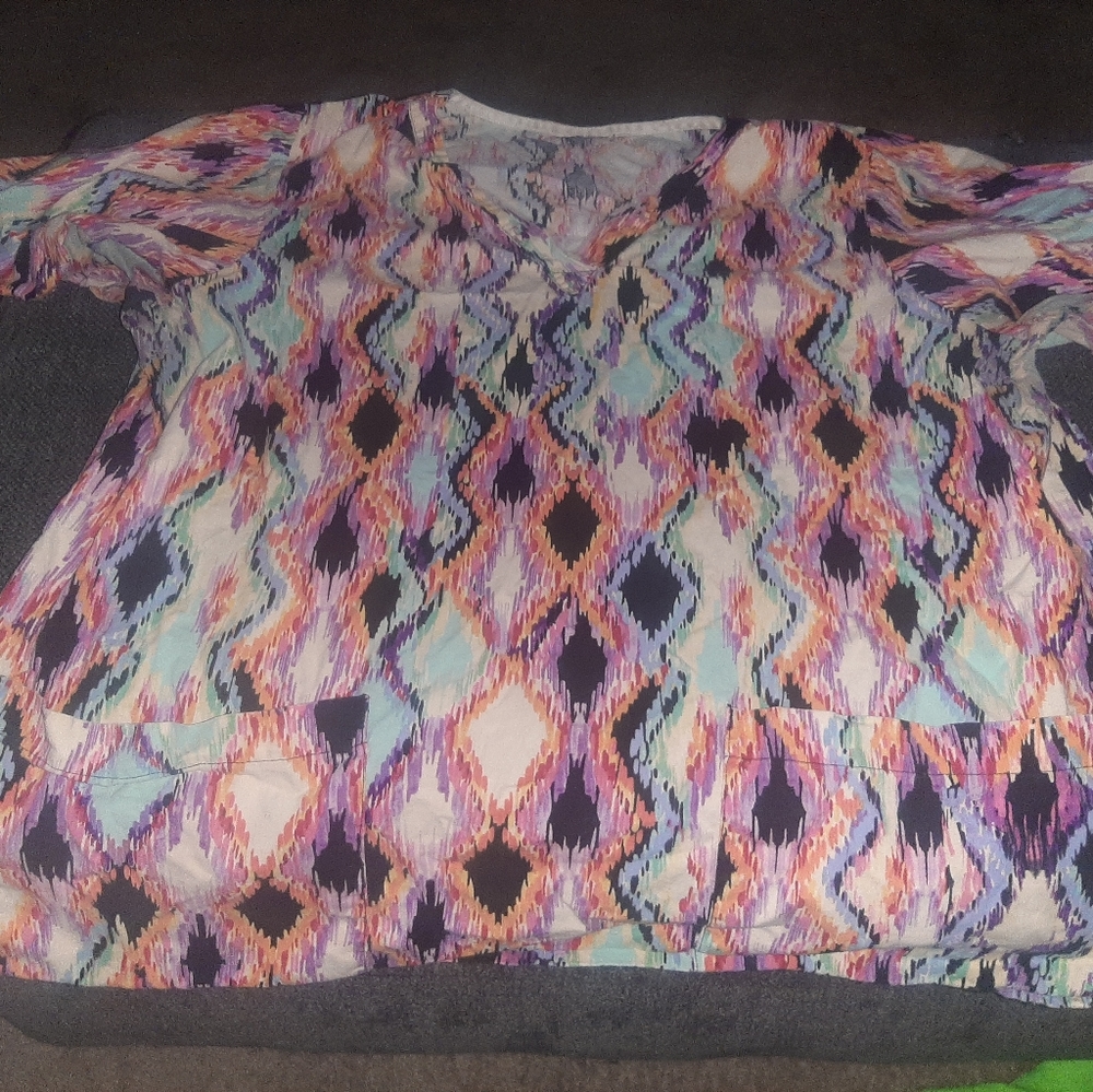 Colorful scrub top